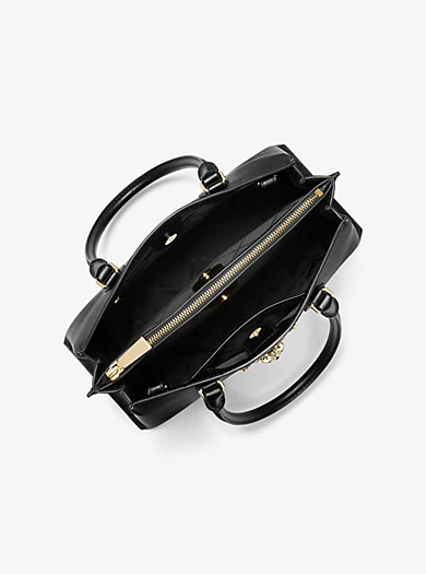 MICHAEL Michael Kors Ruby Medium Studded Leather And Leopard Print Calf Hair Satchel 4 MICHAEL Michael Kors Ruby Medium Studded Leather And Leopard Print Calf Hair Satchel – Bild 2