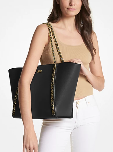 MICHAEL Michael Kors Westley Large Pebbled Leather Chain-Link Tote Bag 4 MICHAEL Michael Kors Westley Large Pebbled Leather Chain-Link Tote Bag – Bild 2