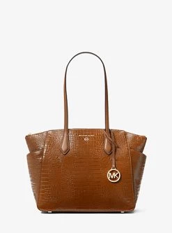 MICHAEL Michael Kors Marilyn Medium Crocodile Embossed Leather Tote Bag