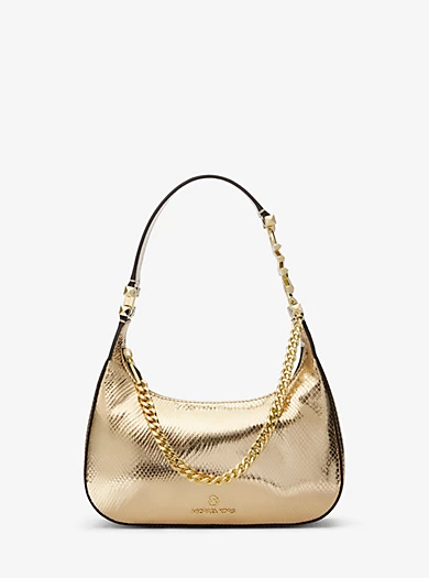 MICHAEL Michael Kors Piper Small Metallic Snake Embossed Leather Shoulder Bag 3 MICHAEL Michael Kors Piper Small Metallic Snake Embossed Leather Shoulder Bag