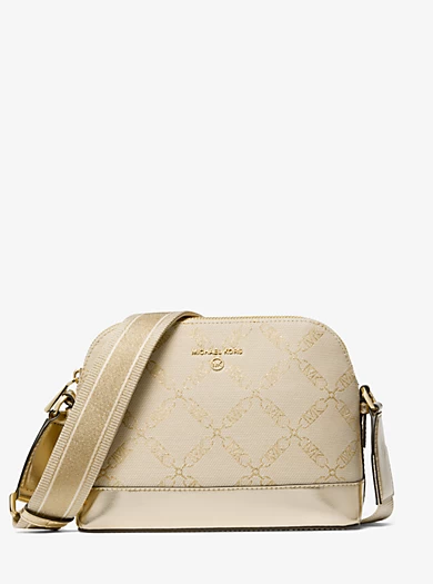 MICHAEL Michael Kors Jet Set Large Metallic Empire Logo Jacquard Dome Crossbody Bag 3 MICHAEL Michael Kors Jet Set Large Metallic Empire Logo Jacquard Dome Crossbody Bag