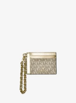 MICHAEL Michael Kors Small Metallic Logo Chain Card Case