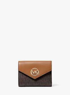 MICHAEL Michael Kors Carmen Medium Logo And Leather Tri-Fold Envelope Wallet