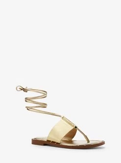 MICHAEL Michael Kors Jagger Metallic Snake Embossed Leather Lace-Up Sandal