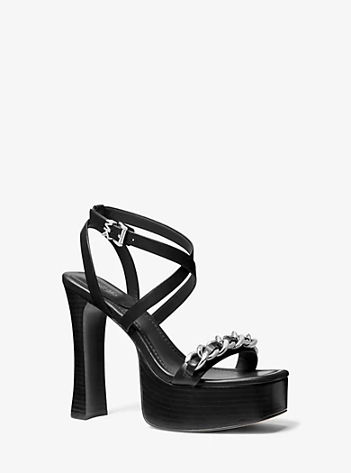 MICHAEL Michael Kors Paola Chain Embellished Leather Platform Sandal 3 MICHAEL Michael Kors Paola Chain Embellished Leather Platform Sandal