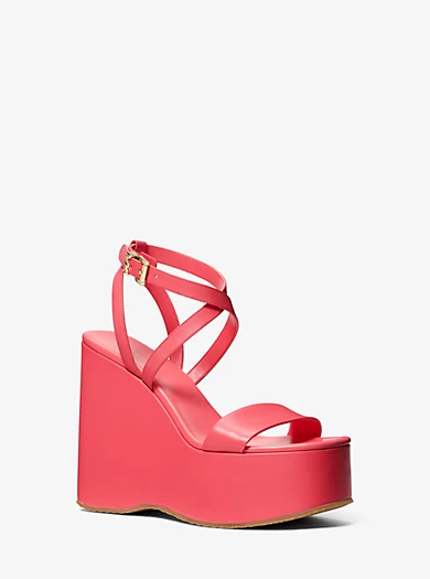 MICHAEL Michael Kors Paola Leather Wedge Sandal 3 MICHAEL Michael Kors Paola Leather Wedge Sandal