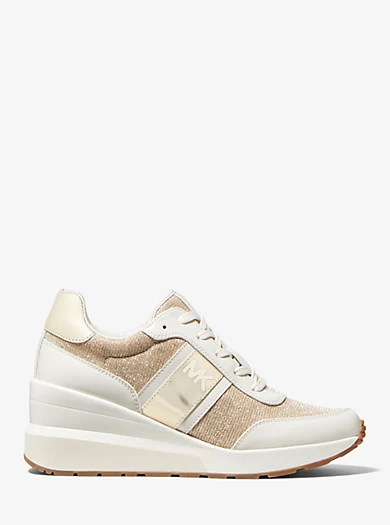 MICHAEL Michael Kors Mabel Metallic Faux Leather And Glitter Chain-Mesh Trainer 4 MICHAEL Michael Kors Mabel Metallic Faux Leather And Glitter Chain-Mesh Trainer – Bild 2