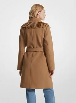 MICHAEL Michael Kors Fringe Wool Blend Belted Coat -Damenbekleidungsgeschäft 77C6339M22 1211 2
