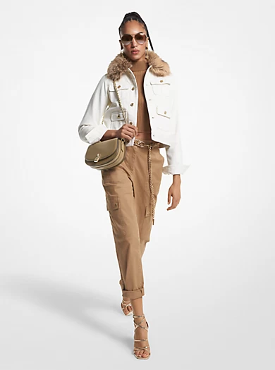 MICHAEL Michael Kors Faux Fur Trim Denim Utility Jacket 3 MICHAEL Michael Kors Faux Fur Trim Denim Utility Jacket