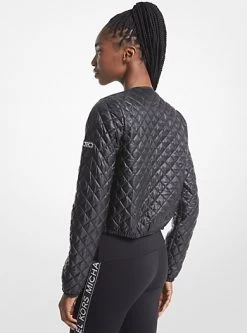 MICHAEL Michael Kors Quilted Satin Ciré Jacket 5 MICHAEL Michael Kors Quilted Satin Ciré Jacket -Damenbekleidungsgeschäft MF320B23SB 0001 2