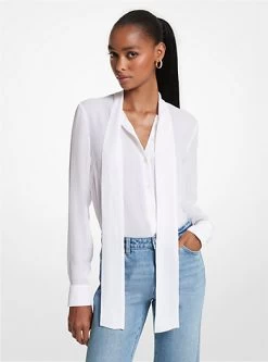 MICHAEL Michael Kors Viscose Blend Tie-Neck Blouse