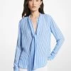 MICHAEL Michael Kors Striped Georgette Tie-Neck Blouse 1 MICHAEL Michael Kors Striped Georgette Tie-Neck Blouse -Damenbekleidungsgeschäft MF340I8AR3 1334 IS