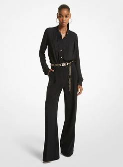 MICHAEL Michael Kors Ruffled Georgette Pleated Blouse