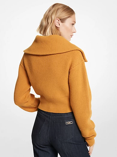 MICHAEL Michael Kors Wool Blend Half-Zip Cropped Sweater 4 MICHAEL Michael Kors Wool Blend Half-Zip Cropped Sweater – Bild 2