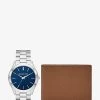Michael Kors Oversized Slim Runway Silver-Tone Watch And Saffiano Leather Wallet -Damenbekleidungsgeschäft MK1060SET 0710 IS