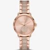 Michael Kors Mini Portia Pavé Rose-Gold Tone Watch -Damenbekleidungsgeschäft MK4598 0622 IS
