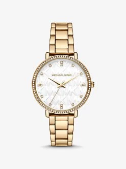 Michael Kors Pyper Gold-Tone Embossed Logo Watch