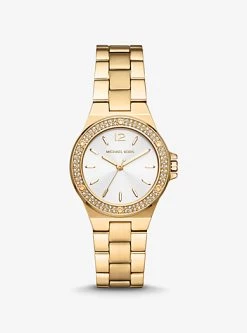 Michael Kors Mini Lennox Pavé Gold-Tone Watch