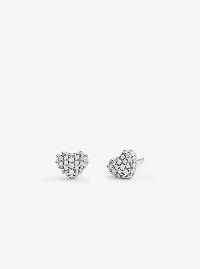 Michael Kors Precious Metal-Plated Sterling Silver Pavé Heart Studs 3 Michael Kors Precious Metal-Plated Sterling Silver Pavé Heart Studs