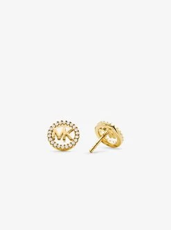 Michael Kors Precious Metal-Plated Sterling Silver Pavé Logo Studs -Damenbekleidungsgeschäft MKC1247AN 0710 2