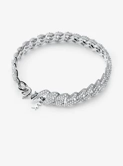 Michael Kors Precious Metal-Plated Sterling Silver Pavé Curb Link Bracelet