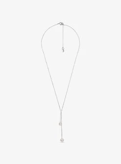 Michael Kors Precious Metal-Plated Sterling Silver Pavé Logo Charm Lariat Necklace -Damenbekleidungsgeschäft MKC1511AN 0991 2