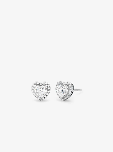 Michael Kors Sterling Silver Pavé Heart Stud Earrings 3 Michael Kors Sterling Silver Pavé Heart Stud Earrings
