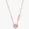 Michael Kors 14K Rose Gold-Plated Sterling Silver Pavé Heart Necklace -Damenbekleidungsgeschäft MKC1520A2 0622 IS
