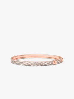 Michael Kors Precious Metal-Plated Sterling Silver Pavé Logo Bangle -Damenbekleidungsgeschäft MKC1551AN 0622 IS 1