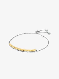 Michael Kors Precious Metal-Plated Sterling Silver Pavé Logo Slider Bracelet