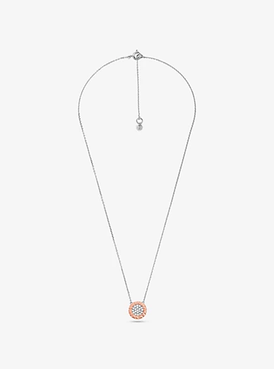 Michael Kors Precious Metal-Plated Sterling Silver Logo Pavé Pendant Necklace 4 Michael Kors Precious Metal-Plated Sterling Silver Logo Pavé Pendant Necklace – Bild 2