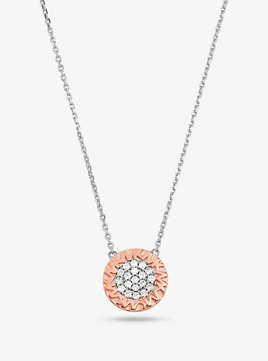 Michael Kors Precious Metal-Plated Sterling Silver Logo Pavé Pendant Necklace 3 Michael Kors Precious Metal-Plated Sterling Silver Logo Pavé Pendant Necklace