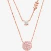 Michael Kors 14K Rose Gold-Plated Sterling Silver Pavé Disc Layering Necklace -Damenbekleidungsgeschäft MKC1591BB 0622 IS