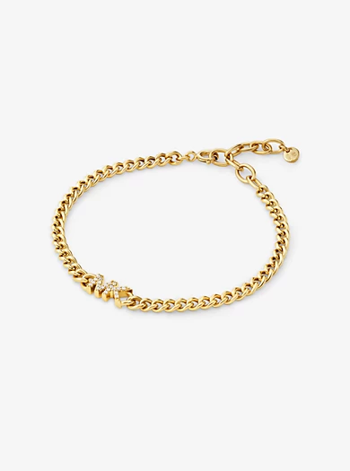 Michael Kors Precious Metal-Plated Sterling Silver Logo Curb Link Bracelet 3 Michael Kors Precious Metal-Plated Sterling Silver Logo Curb Link Bracelet
