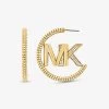 Michael Kors Precious Metal-Plated Brass Pavé Logo Hoop Earrings -Damenbekleidungsgeschäft MKJ7786 0710 IS