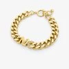 Michael Kors 14K Gold-Plated Brass Pavé Logo Curb Link Bracelet -Damenbekleidungsgeschäft MKJ7834 0710 IS