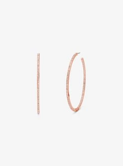 Michael Kors 14K Rose Gold-Plated Brass Pavé Hoop Earrings