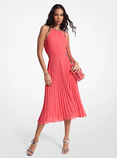 MICHAEL Michael Kors Pleated Georgette Cutout Dress 2 MICHAEL Michael Kors Pleated Georgette Cutout Dress