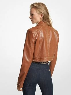 MICHAEL Michael Kors Astor Studded Faux Leather Moto Jacket -Damenbekleidungsgeschäft MS320B7DTW 0230 2