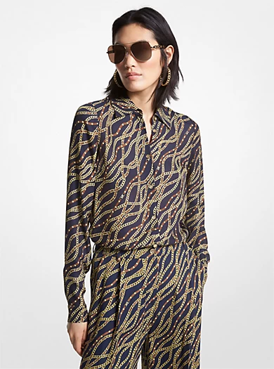 MICHAEL Michael Kors Status Print Georgette Blouse 3 MICHAEL Michael Kors Status Print Georgette Blouse