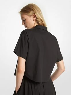 MICHAEL Michael Kors Stretch Organic Cotton Poplin Cropped Shirt -Damenbekleidungsgeschäft MS340A7F4C 0001 2