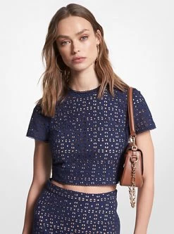 MICHAEL Michael Kors Cotton Eyelet Cropped Top