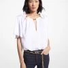 MICHAEL Michael Kors Chain-Link Cutout Hammered Satin Blouse 2 MICHAEL Michael Kors Chain-Link Cutout Hammered Satin Blouse -Damenbekleidungsgeschäft MS340HH4LW 0100 IS