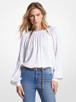 MICHAEL Michael Kors Chain-Link Cutout Charmeuse Blouse