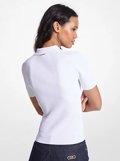 MICHAEL Michael Kors Ribbed Stretch Knit Polo Shirt 4 MICHAEL Michael Kors Ribbed Stretch Knit Polo Shirt – Bild 2