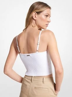 MICHAEL Michael Kors Ribbed Stretch Viscose Cropped Tank Top -Damenbekleidungsgeschäft MS360MQ33D 0130 2