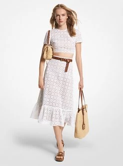 MICHAEL Michael Kors Cotton Eyelet Midi Skirt