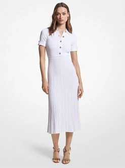 MICHAEL Michael Kors Ribbed Stretch Knit Polo Dress