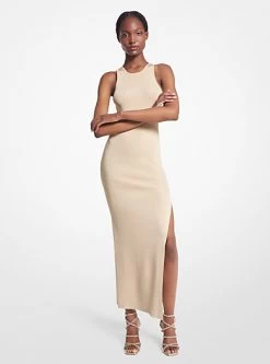 MICHAEL Michael Kors Metallic Ribbed Knit Maxi Dress