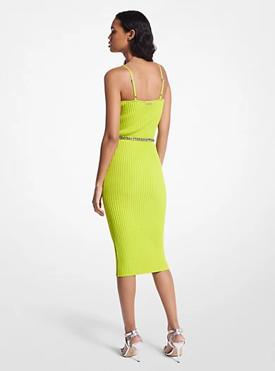 MICHAEL Michael Kors Ribbed Stretch Viscose Belted Bustier Dress 4 MICHAEL Michael Kors Ribbed Stretch Viscose Belted Bustier Dress – Bild 2